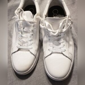 Calvin Klein Falconi Leather Lace Up Low Top Sneaker White Men's 11.5 Good Cond.